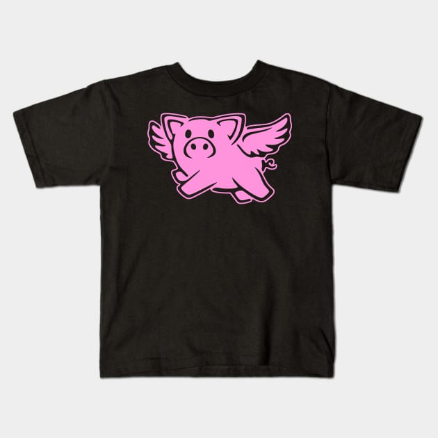 Flying Pig Kids T-Shirt by Oolong